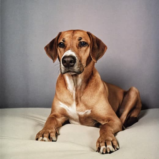A relaxed dog settled on a bed during an overnight boarding stay